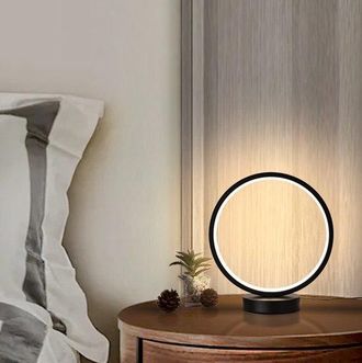 OEM L&aacute;mpara De Mesa Redonda, Luz Nocturna Led, De Bajo Consumo, L&aacute;mpara Para El Cuidado De La Vista Para El Dormitorio (negra)