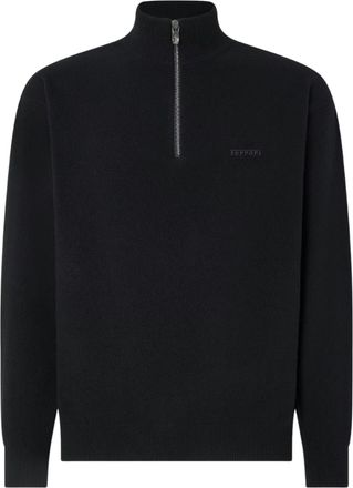Ferrari Subtle Branding Wool Cashmere Zip-Up Turtleneck