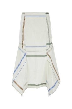 Bottega Veneta White Embroidered Cotton Skirt
