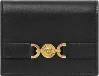 Versace Medusa 95 tri-fold wallet - women - Calf Leather/Cotton/Viscose/Lambskin - One Size - Black