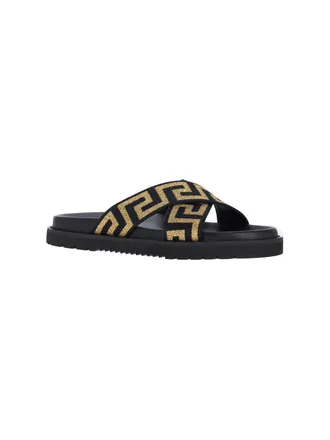 Versace Mens Sandals Black Lamb Leather