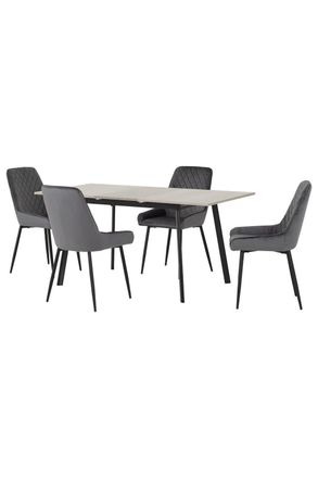 Seconique Avery Extending Dining Set with Avery Chairs in Grey