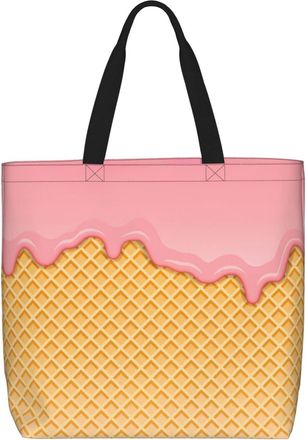 Generic Women Handbag Ice Cream Tote Bag Folding Reusable Crossbody Bags, For Swim, Daily, Christmas, School, Gym