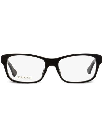Gucci thick brim rectangle-frame glasses - men - Acetate - 55 - Black