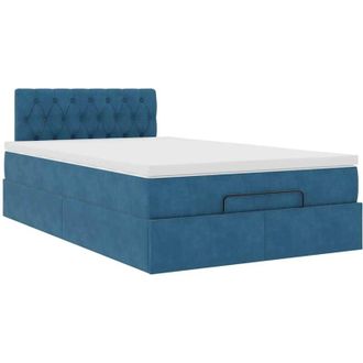vidaXL Cama Otomana Con Colch&oacute;n 120x190 Cm Terciopelo Azul Oscuro Vidaxl
