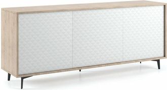 Terraneo Aparador Con Estructura De Roble Y Puertas Dama Blancas. Apertura Push En Roble Y Puertas Dama Blancas