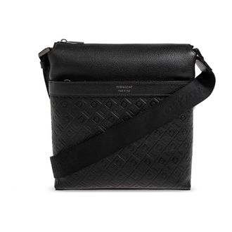 Ferragamo Messenger Bags, male, Black, Size: ONE SIZE Gancini Embossed Messenger Bag