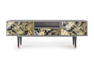 StoryZ Mueble de TV azul y amarillo 2 cajones y 1 puerta L 170 cm