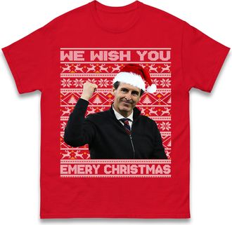 Generic Unai Emery We Wish You Emery Christmas T Shirt, Football Fans Xmas Tee Top, Unisex Xmas Festive T Shirt Red