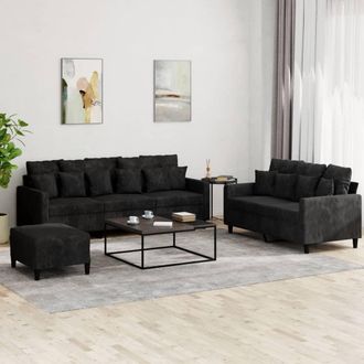 vidaXL Vidaxl - Juego De Sof&aacute;s Con Cojines 3 Piezas Terciopelo Negro