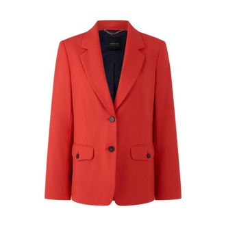 Marc Cain Fitted Blazer met afgeronde zoom - Dames - Jassen - Rood - Maat: XL Leer