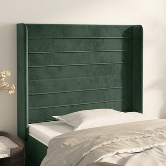 vidaXL Cabecero Con Orejas De Terciopelo Verde Oscuro 103x16x118/128cm Vidaxl