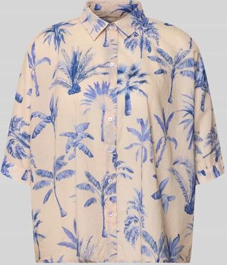 Emily van den Bergh Relaxed Fit Bluse im Allover-Look in Sand, Gr&ouml;&szlig;e L/XL