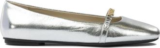 Pinko Elegante Ballerinas met Vierkante Neus en Versierde Band - Dames - Ballerinas - Grijs - 40 EU - Leer - Schoenen