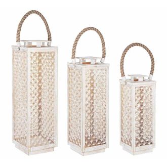 BIZZOTTO Bizzotto - Kit 3 Lanterne decorative in metallo con portacandela decorato interno oro h 69 cm -Nero