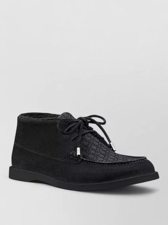 Dior round toe boots rubber sole suede texture