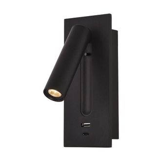 OEM Lampe De Chevet - Led 3 W 3000 K - Rotation 350&deg; Inclinaison 90&deg; - Port Usb 5 V 2.1 A - Noir - 1 Pi&egrave;ce