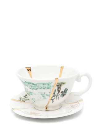 Seletti Kintsugi tea set (set of two) - unisex - Porcelain/24K Yellow Gold - OS - White