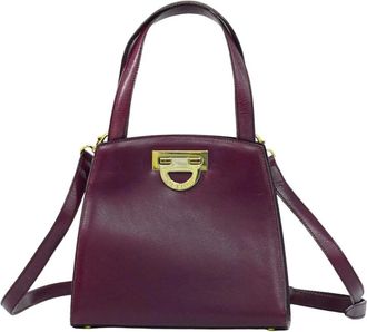 Celine Pre-owned Handbags, female, Purple, Size: ONE SIZE Pre-owned Vintage Leather Top Handle Bag with Gold Tone Hardware