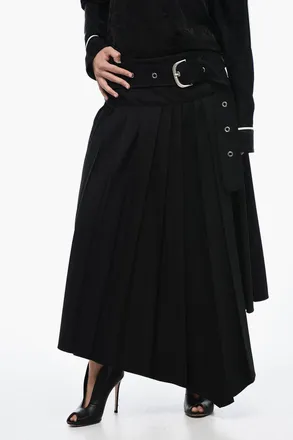Off-white Asymmetric Pleated Skirt with Belt Off-White