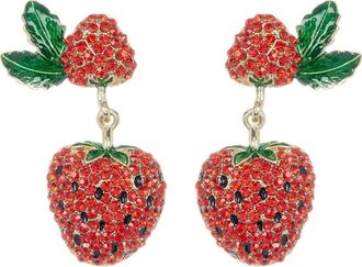 Eye Candy Los Angeles Strawberry Summer Pave Crystal Drop Earrings in Red at Nordstrom Rack