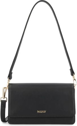 Kazar Kleine leren tas met klep - Dames - Schoudertassen - Zwart - ONE Size - Leer - Tassen