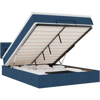 vidaXL Vidaxl - Estructura De Cama Otomana Colch&oacute;n Tela Azul Pardo 140x200cm