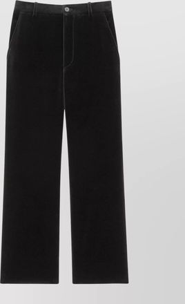 Saint Laurent velvet mid-rise wide-leg trousers