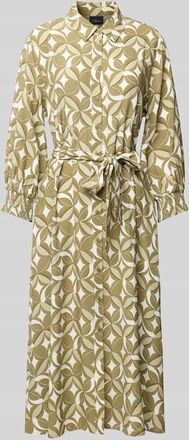 s.Oliver Black Label Tailliertes Hemdblusenkleid aus reiner Viskose in Khaki, Gr&ouml;&szlig;e 36