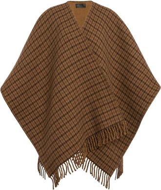 Dondup Cappa Check Double-Face - Dames - Ponchos - Bruin - ONE Size - Wol - Jassen