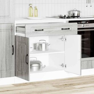 Berkfield Home Kitchen Base Cabinet Kalmar Grey Sonoma Engineered Wood