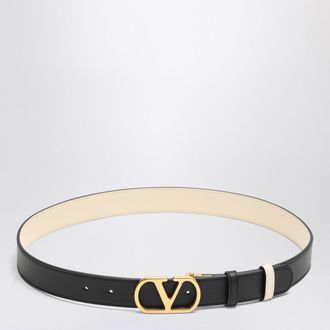 Valentino Garavani Reversible V Logo Signature Belt In Black/Butter White