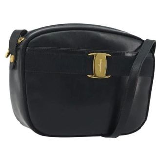 Ferragamo Pre-owned Leren Schoudertas - Dames - Pre-owned - Zwart - Maat: ONE Size Leer