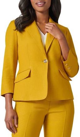 Kasper Linen Blend One-Button Blazer in Butterscotch at Nordstrom Rack, Size 12