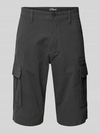s.Oliver Black Label Relaxed Fit Cargo-Bermudas aus Baumwoll-Elasthan-Mix in Anthrazit, Gr&ouml;&szlig;e 31
