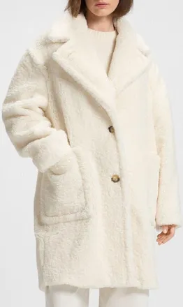 Boss Orange by Hugo Boss Catedy Faux Shearling Coat in Open White at Nordstrom, Size 12