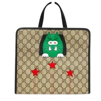 Gucci Pre-owned Handbags, female, Beige, Size: ONE SIZE Pre-owned Canvas Tote Bag