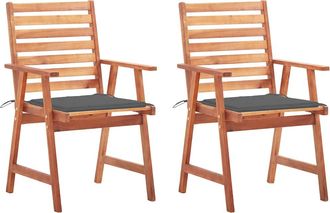 vidaXL Vidaxl - Sillas Comedor De Jard&iacute;n Y Cojines 2 Uds Madera Maciza Acacia