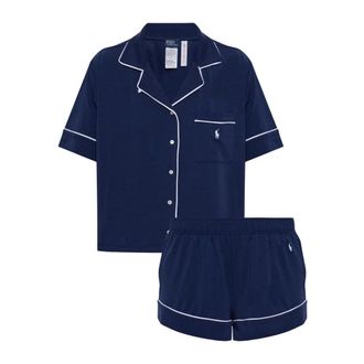 Polo Ralph Lauren Pyjama set met logo - Dames - Pyjama - Blauw - XS - Katoen - Nachtkleding