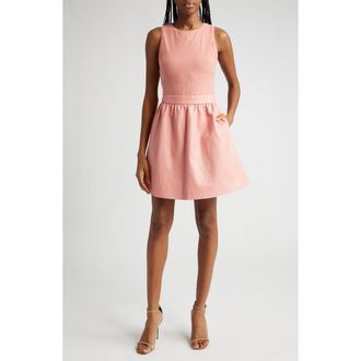 Alice & Olivia Chara Mixed Media Sleeveless Dress in Rose at Nordstrom Rack, Size 10