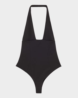Kiki De Montparnasse Echauffe Plunging Stretch Jersey Bodysuit
