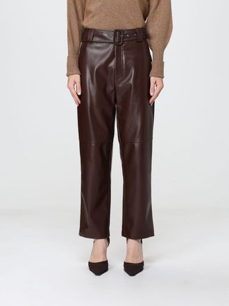 Twinset Pantaloni cropped a vita alta in pelle sintetica con gamba dritta