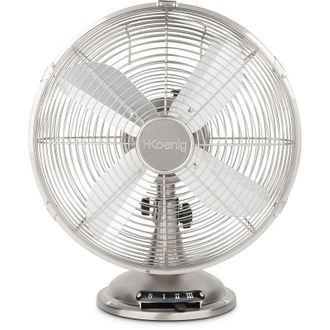 H.Koenig Joe48 Ventilador De Mesa En Metal, Potencia 35 W, 2 Posiciones: Fija Y Movimientos De 90&ordm;, 3 Velocidades, Silencioso 58.55 Db, 4 Aspas, Di&aacute;metro 30 Cm