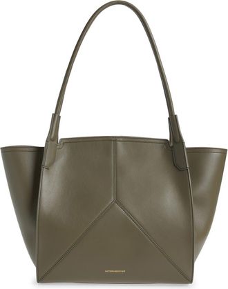 Victoria Beckham Small Victoria Leather Tote in Light Khaki at Nordstrom