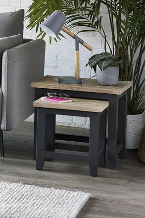 Julian Bowen Bordeaux Nest of 2 Side Tables in Dark Grey