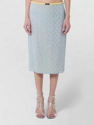 Gucci silk chiffon crystal midi skirt belt
