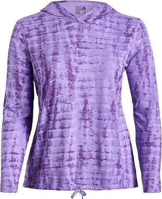 Mountain Hardwear Plus Size Crater Laketm Long Sleeve Hoodie Womens Clothing Harbor Violet Prismatic Print : 2X, Polyester/Elastane