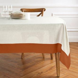 Solino Home Linen Tablecloth for Dining Table, Holiday and Everyday Dining Table Decor - Contempo in Cinnamon And Natural at Nordstrom, Size X-Small