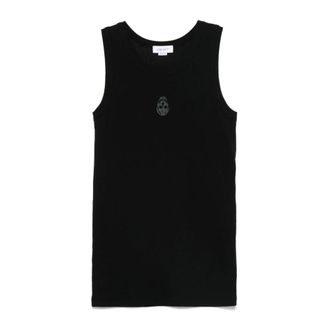 Alexander McQueen Alexander McQueen, Sleeveless Tops, male, Black, Size: L Ribbed Tank Top with Skull Emblem