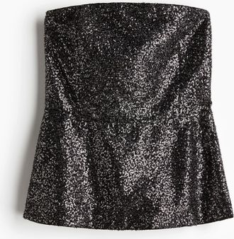 H&M Bandeau-Top mit Pailletten - Schwarz